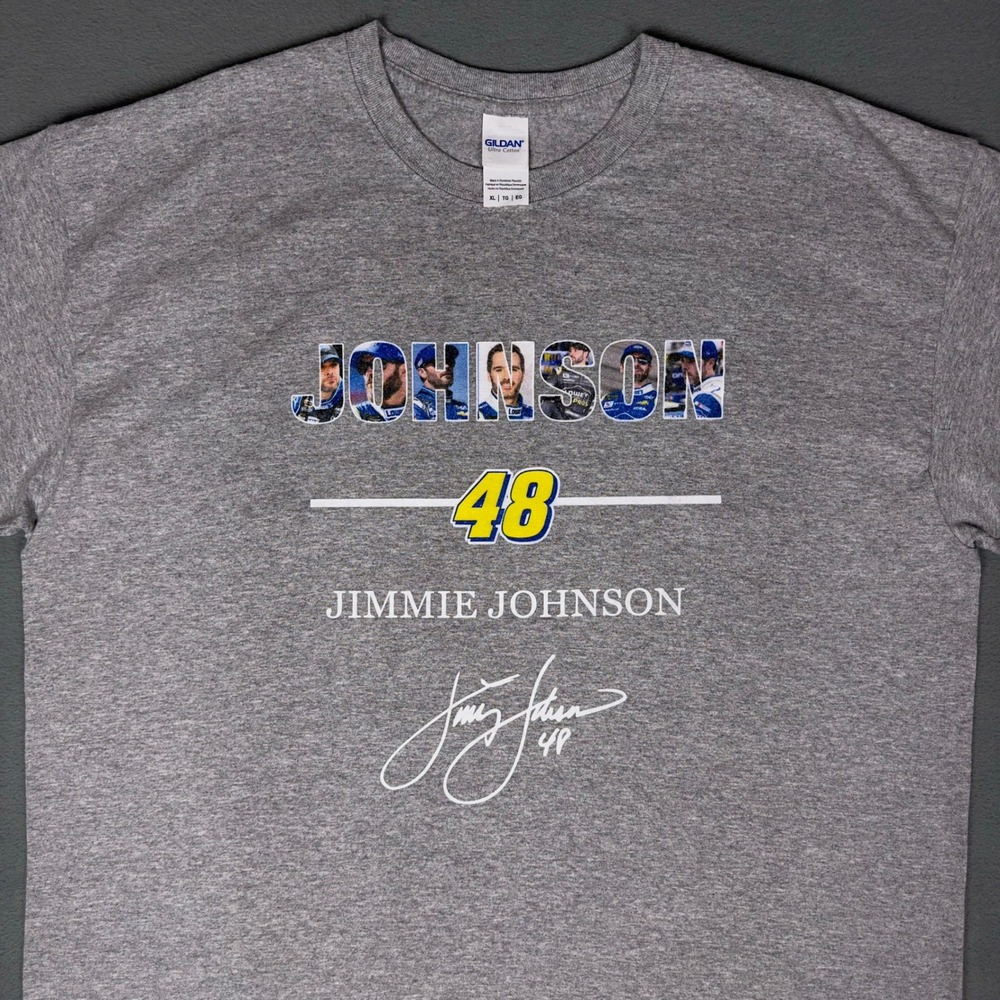 Jimmie Johnson 48 NASCAR Racing Mens XL Gray Short Sleeve Graphic Tee‎ Hendrick - Picture 3 of 7